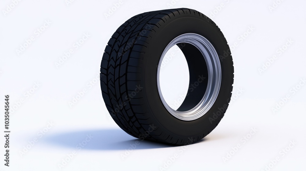 Obraz premium Flat tire on a white background in a 3D illustration