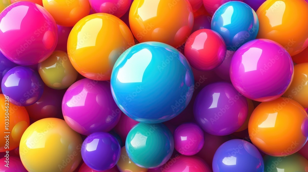Vibrant gradient spheres in various sizes create a lively background A colorful array of glossy balls ideal for children s spaces or play areas Vector illustration Vibrant gradient spheres in various sizes create a lively background A colorful array of glossy balls ideal for children s spaces or play areas Vector illustration
