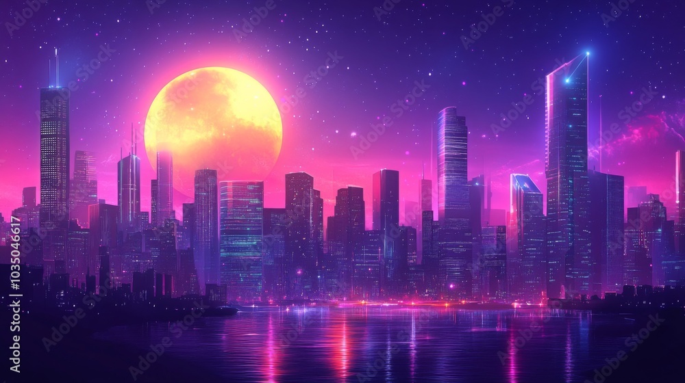 Futuristic Neon Cityscape at Night Futuristic Neon Cityscape at Night