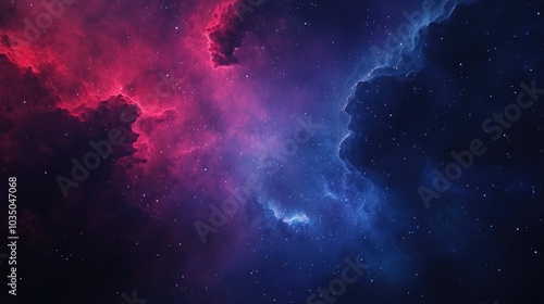 Colorful fractal red and blue nebula with star field in a 3D cartoon rendering of a space background Digital painting