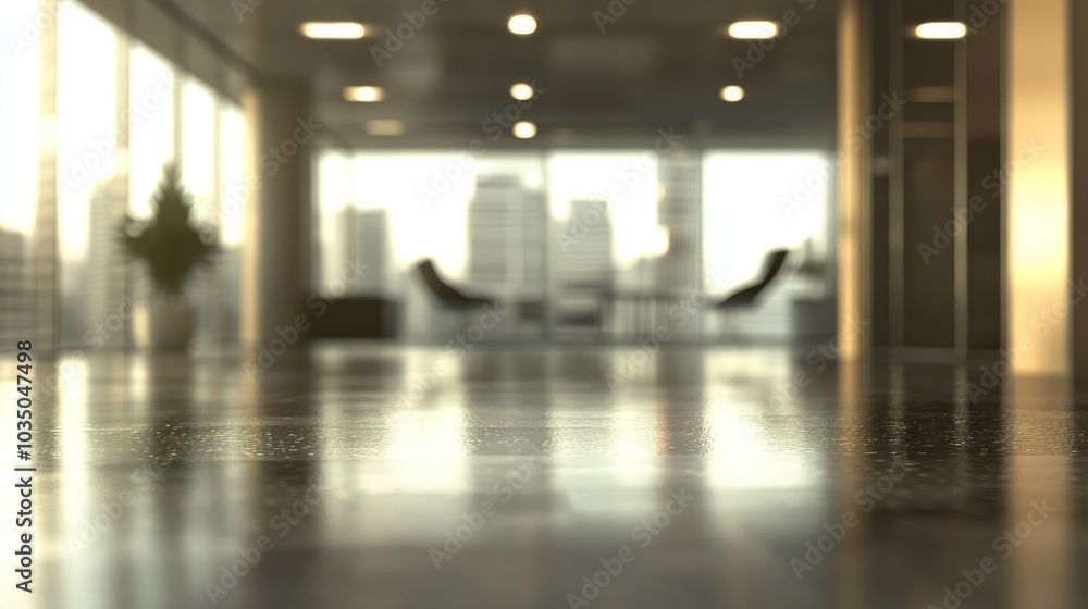 3D rendering of a blurred empty office space with abstract light bokeh in the interior background 3D rendering of a blurred empty office space with abstract light bokeh in the interior background