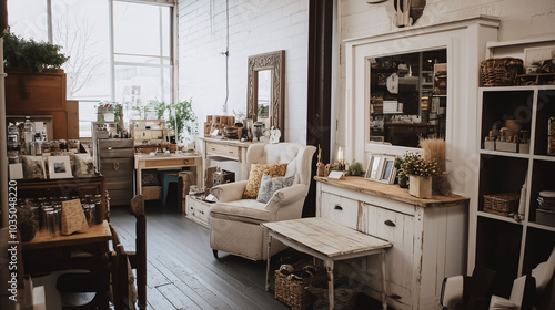 Cozy Vintage Home Office with Wooden Furniture photo