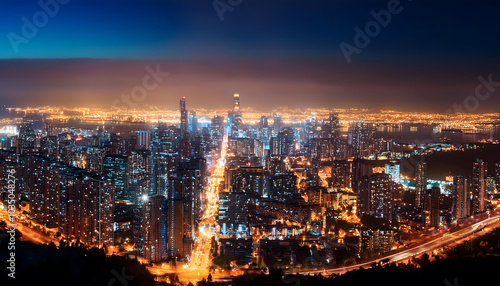 Wallpaper Mural Vibrant night cityscape a panoramic view of urban lights and life Torontodigital.ca