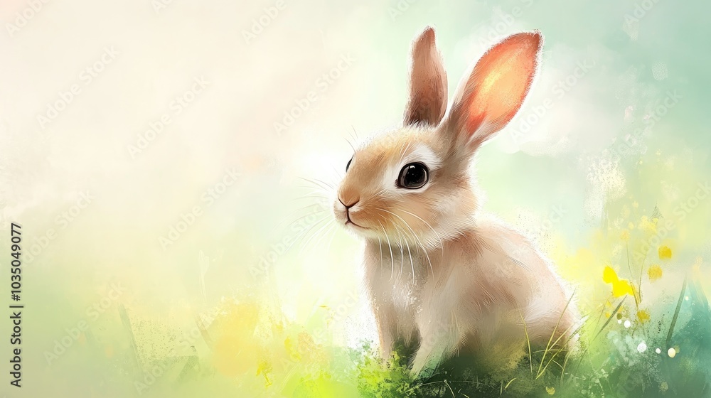 Obraz premium Adorable rabbit in watercolor style