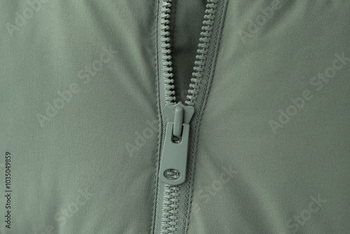 Close-up photo of a zipper on a jacket photo