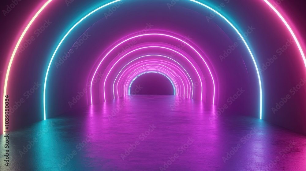 Fantasy 3D abstract background featuring neon lights and a tunnel designed for a space themed concept 3D rendering Fantasy 3D abstract background featuring neon lights and a tunnel designed for a space themed concept 3D rendering