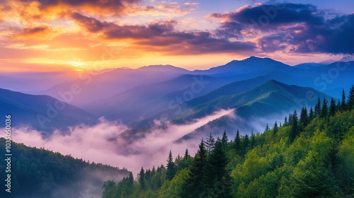 Serene Mountain Landscape at Sunrise