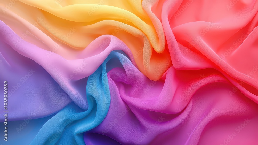Vibrant soft gradient rainbow chiffon flowing smoothly in dynamic colors, creating a mesmerizing visual experience. Vibrant soft gradient rainbow chiffon flowing smoothly in dynamic colors, creating a mesmerizing visual experience.