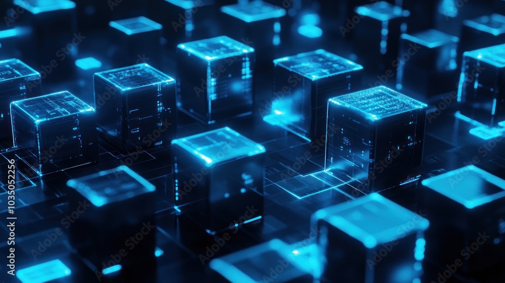 Abstract Digital Cubes, Futuristic Technology Abstract Digital Cubes, Futuristic Technology