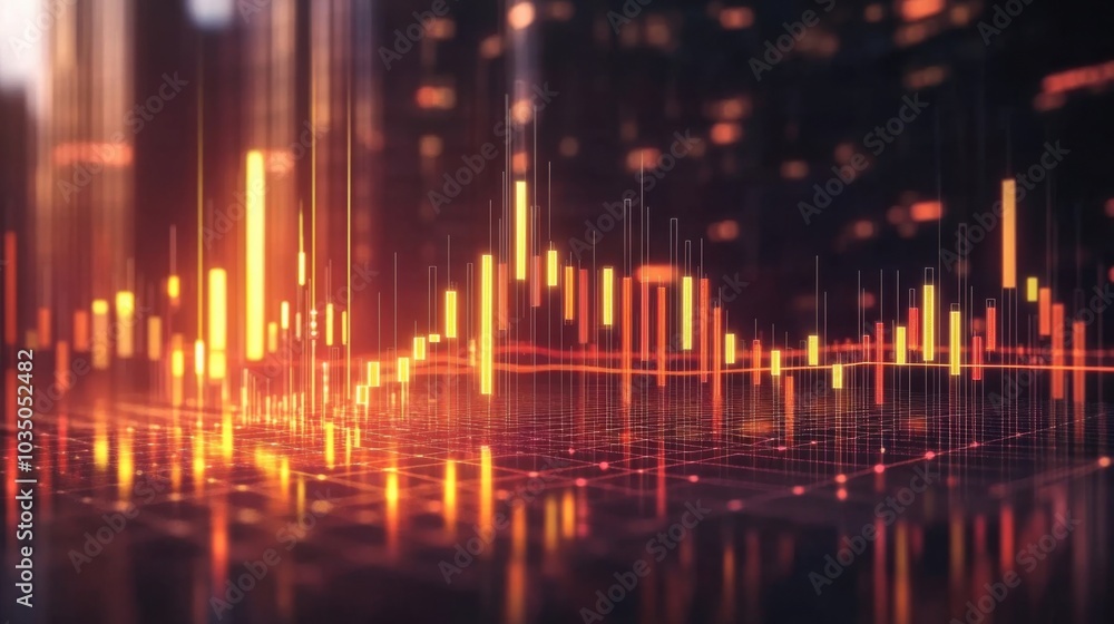 Trading chart with candlestick and bar graphs Trading chart with candlestick and bar graphs