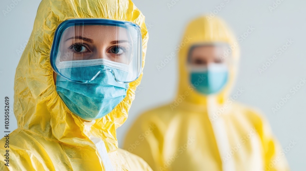 Healthcare workers in protective gear a symbol of safety and dedication during health crises and pandemics Healthcare workers in protective gear a symbol of safety and dedication during health crises and pandemics