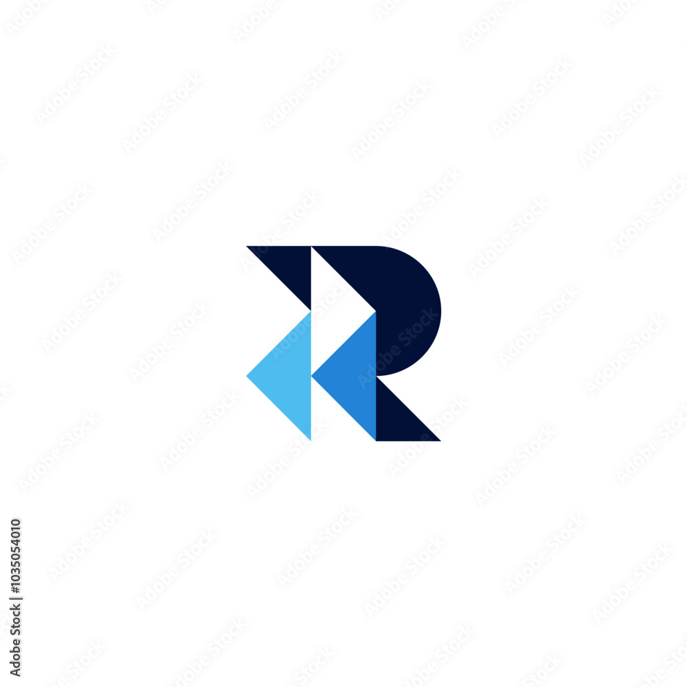 Simple R negative geometric space Arrow back Logo Design Vector blue shape Simple R negative geometric space Arrow back Logo Design Vector blue shape