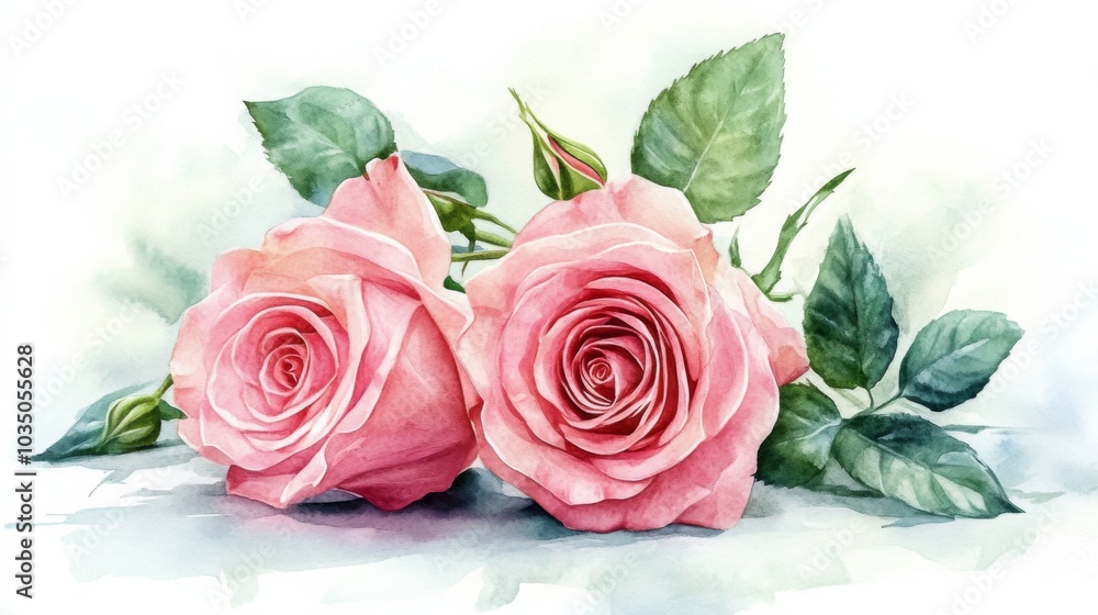Fototapeta premium Watercolor Roses Blooming
