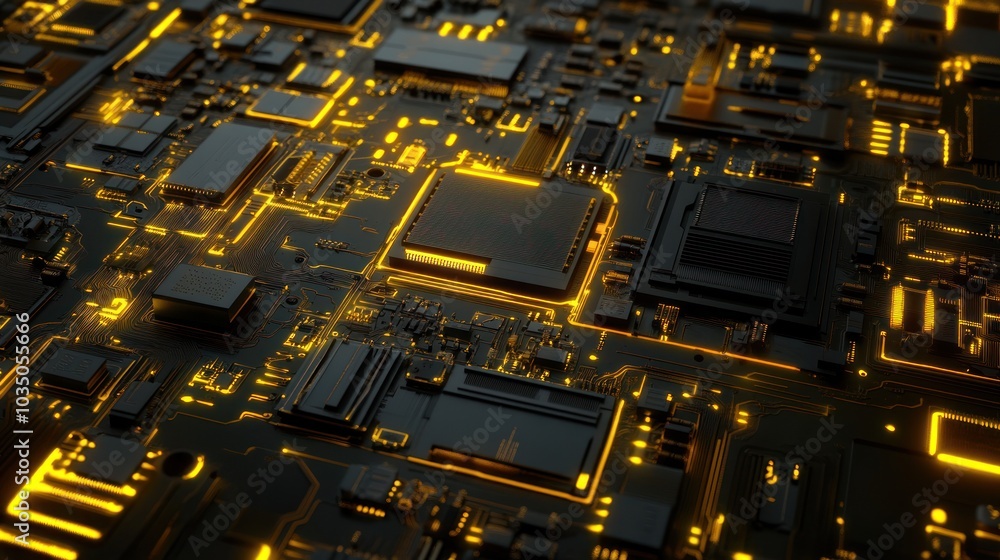 Circuit Board with Glowing Lines Circuit Board with Glowing Lines