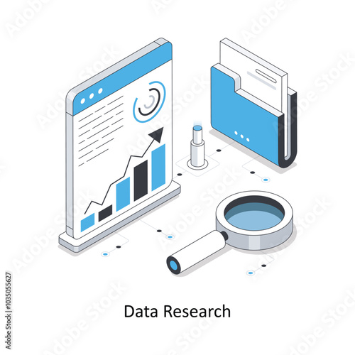 Data Research isometric stock illustration. EPS File stock illustration