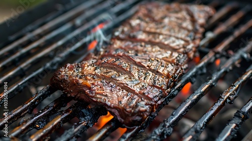 Wallpaper Mural A slab of beef on an outside grill Its a typical meal from barbecues Torontodigital.ca