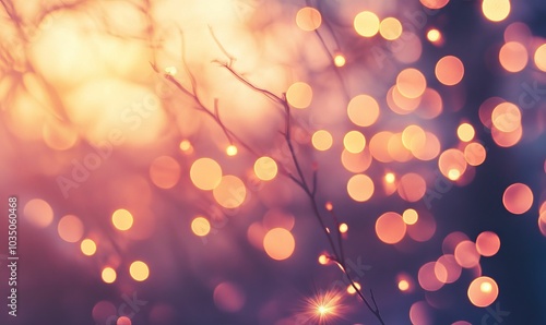 Wallpaper Mural Silhouette of branch with blurred lights. Torontodigital.ca