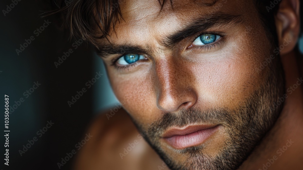 Portrait of Man with Intense Gaze Portrait of Man with Intense Gaze