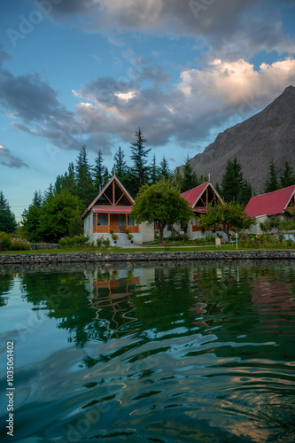 Lower Kachura Lake, also known as Shangrila Lake and Resort, is a lake located at Skardu in Gilgit-Baltistan, Pakistan, and situated at a height of 2,500 meters, since 1983. photo