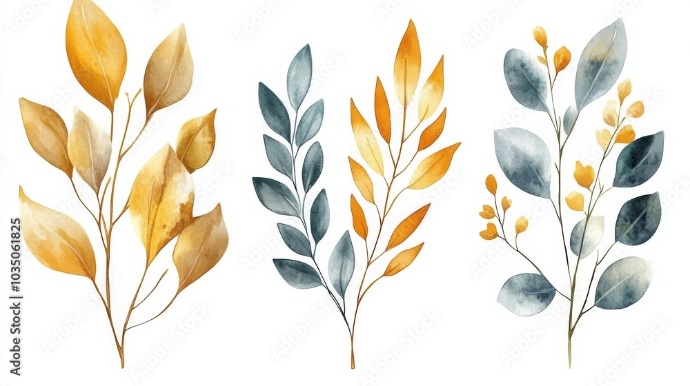 Whimsical Autumn Botanical Art Whimsical Autumn Botanical Art