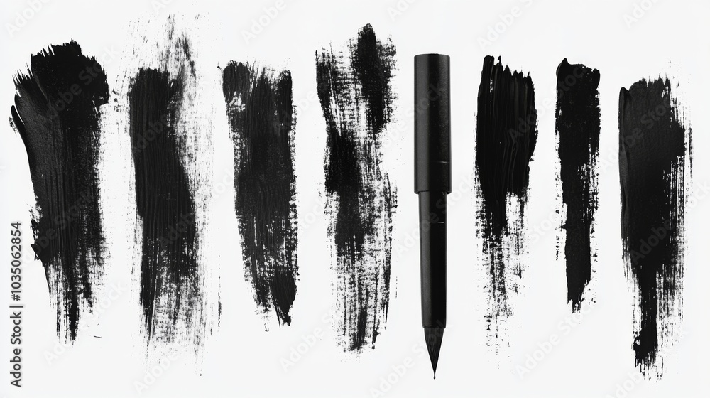 Ink Brush Strokes with Black Marker Ink Brush Strokes with Black Marker