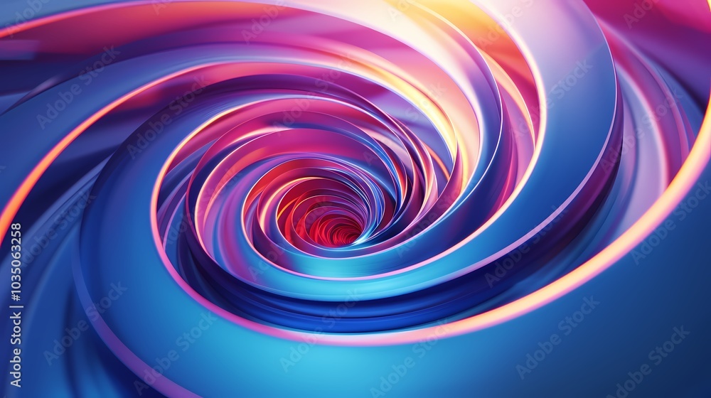 Obraz premium Digital Technology Blue Vortex Illustration Poster Background