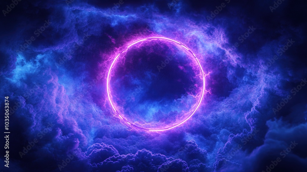 Cosmic Purple Ring in Starry Night Sky Cosmic Purple Ring in Starry Night Sky