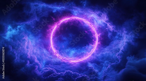 Cosmic Purple Ring in Starry Night Sky