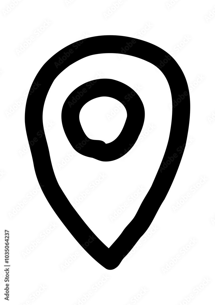 Doodle map pin, hand drawn navigation, sign location. Set isolated on white background. Doodle map pin, hand drawn navigation, sign location. Set isolated on white background.