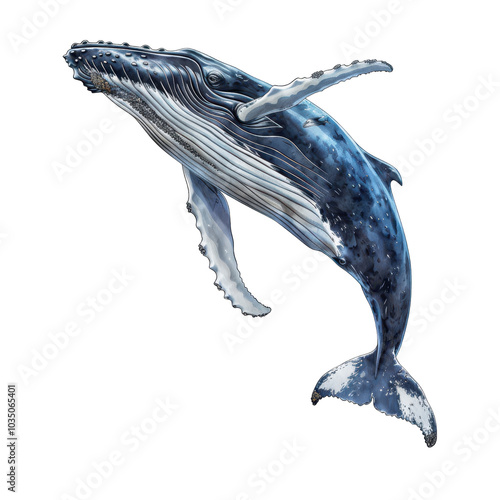 a humpback whale breaching, png isolated on an empty background photo