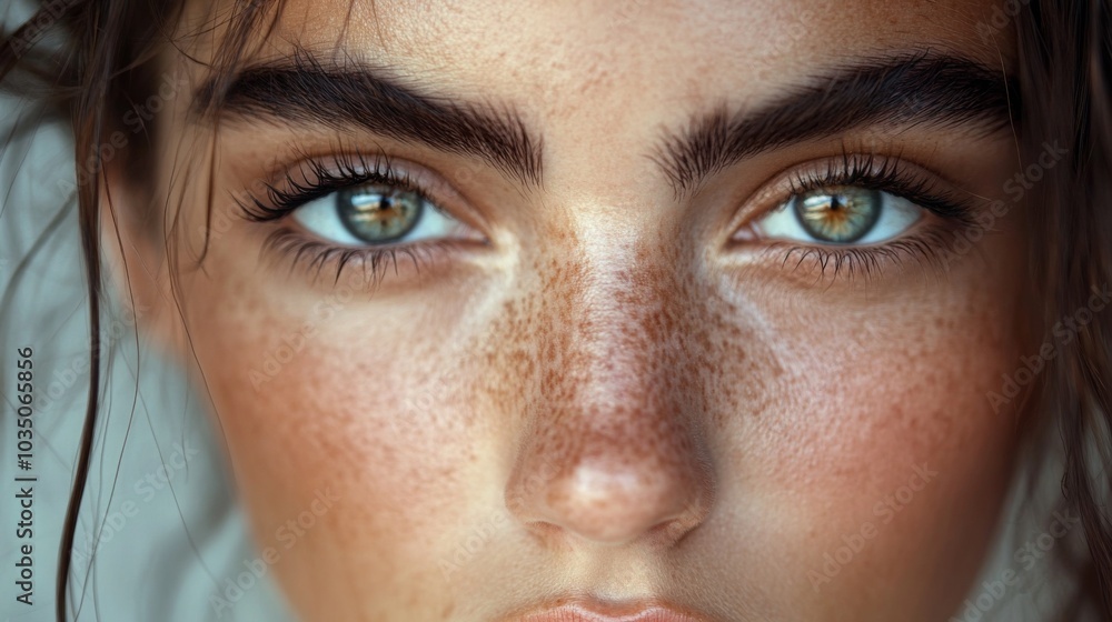 Fototapeta premium Close-Up Portrait of Freckled Face