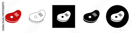 T-bone beef steak meat, Raw uncooked Sirloin tenderloin, butcher vector pictogram sign icon symbol ui and ux design, glyphs and stroke line
