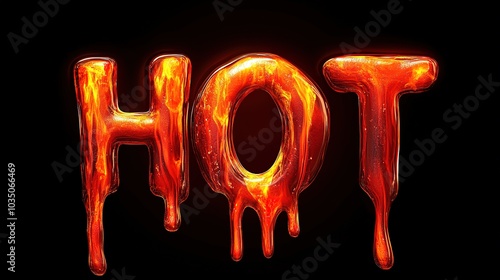 Glowing hot text with melting effect on dark