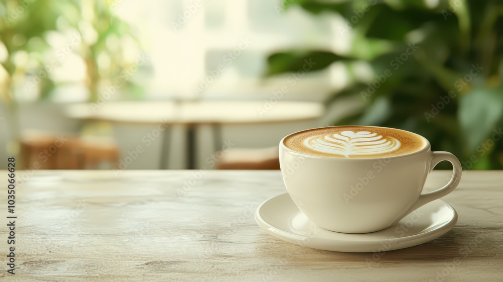 Artistic tulip latte art in a serene caf? setting, perfect for adding your text in a soft, inviting background. Artistic tulip latte art in a serene caf? setting, perfect for adding your text in a soft, inviting background.