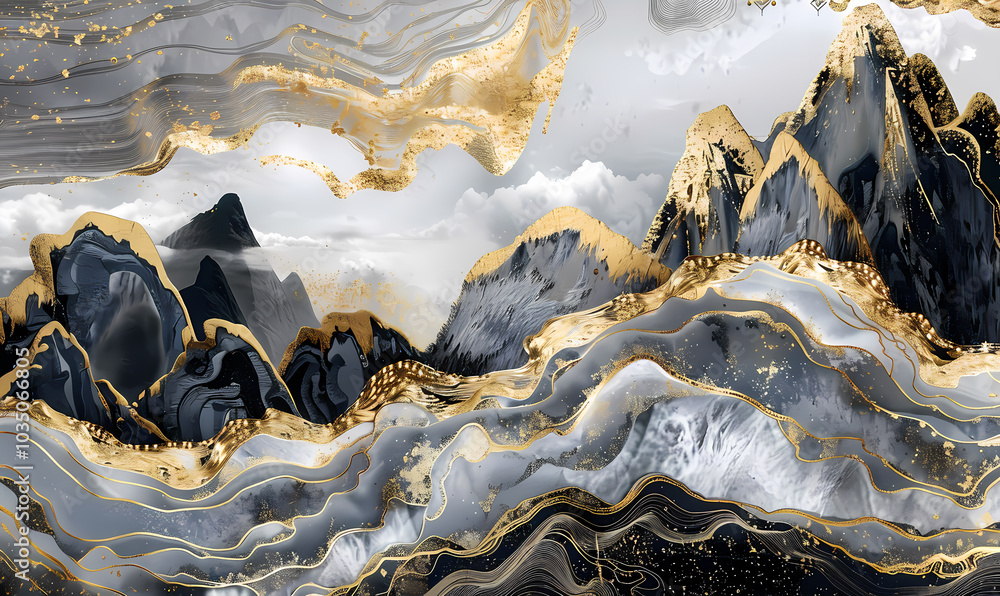 Fototapeta premium Classical mountain illustration