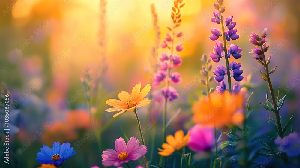 Vibrant Wildflower Field at Golden Hour Vibrant Wildflower Field at Golden Hour
