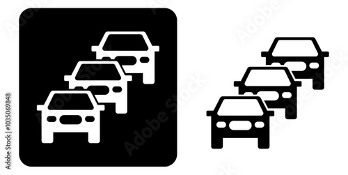 rush hour traffic jam highway auto car on roads, city transport urban freeway vector pictogram sign icon symbol ui and ux design, glyphs and stroke line