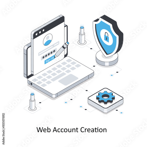 Web Account Creation isometric stock illustration. EPS File stock illustration