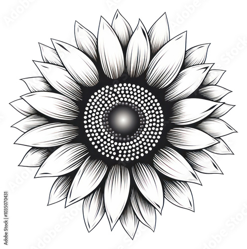 PNG Sunflower pattern drawing sketch.