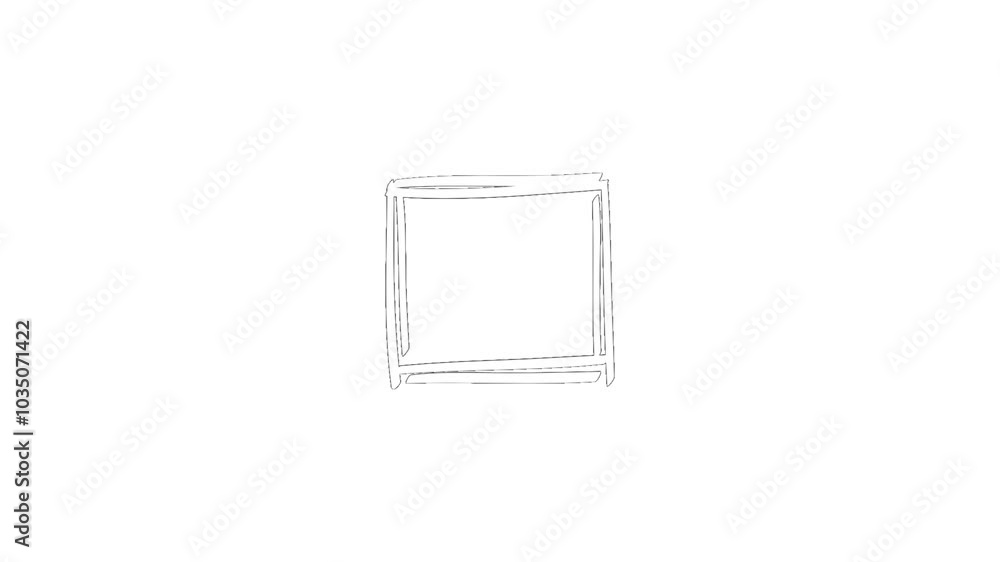 Rectangular, square frame, self drawing animation. Black lines. drawn ...