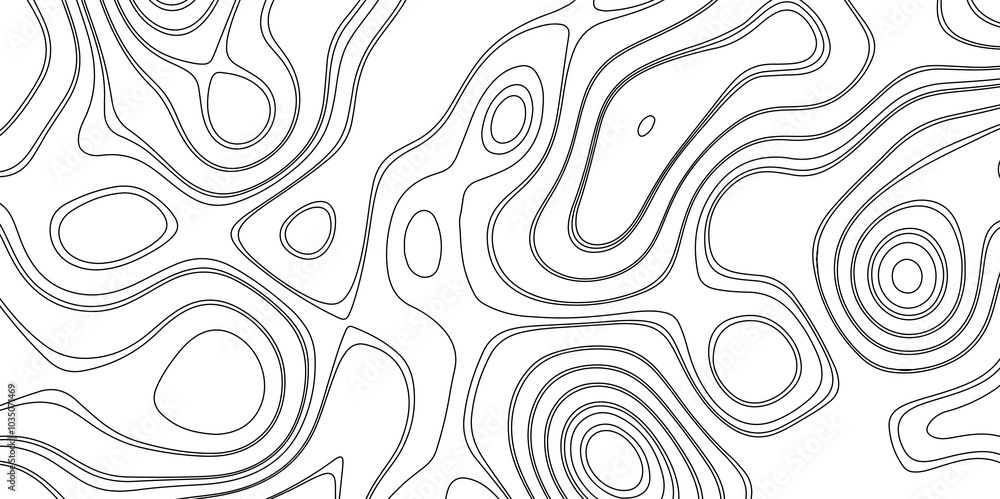 Fototapeta premium Abstract black and white wavy topography relief map background landscape geodesy topographic map lines background, topographic contour map vector illustration with black lines geography background.