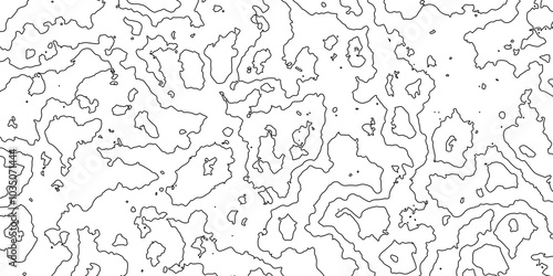 Abstract black and white wavy topography relief map background landscape geodesy topographic map lines background, topographic contour map vector illustration with black lines geography background.