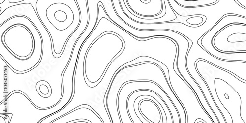 Abstract black and white wavy topography relief map background landscape geodesy topographic map lines background, topographic contour map vector illustration with black lines geography background.
