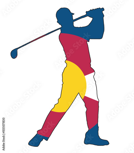 Colorado State Golfer Swing Silhouette