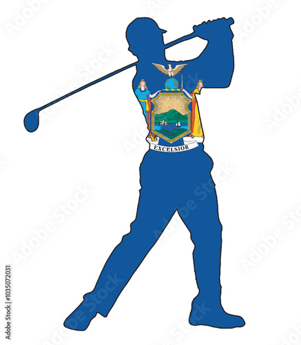 New York State Golfer Swing Silhouette