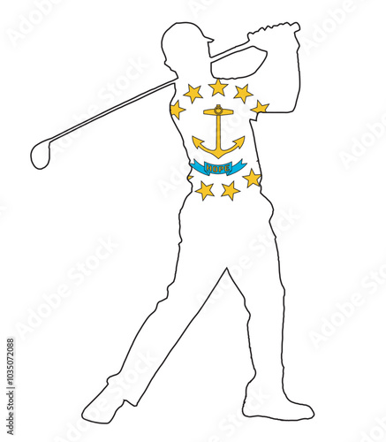 Rhode Island State Golfer Swing Silhouette