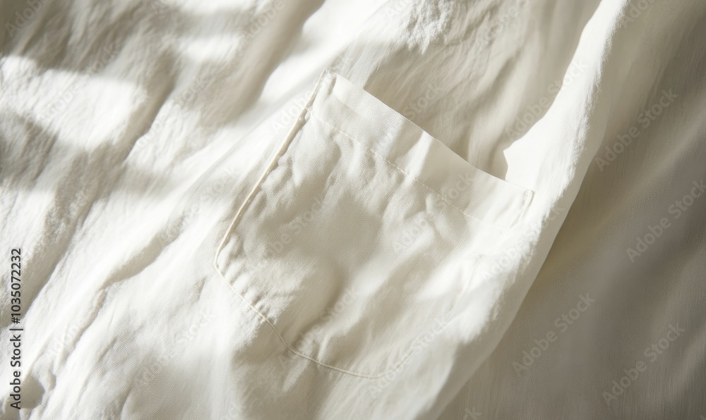White fabric with a pocket. White fabric with a pocket.
