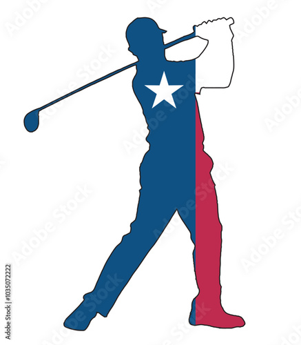 Texas State Golfer Swing Silhouette