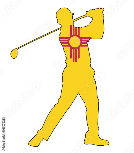 New Mexico State Golfer Swing Silhouette