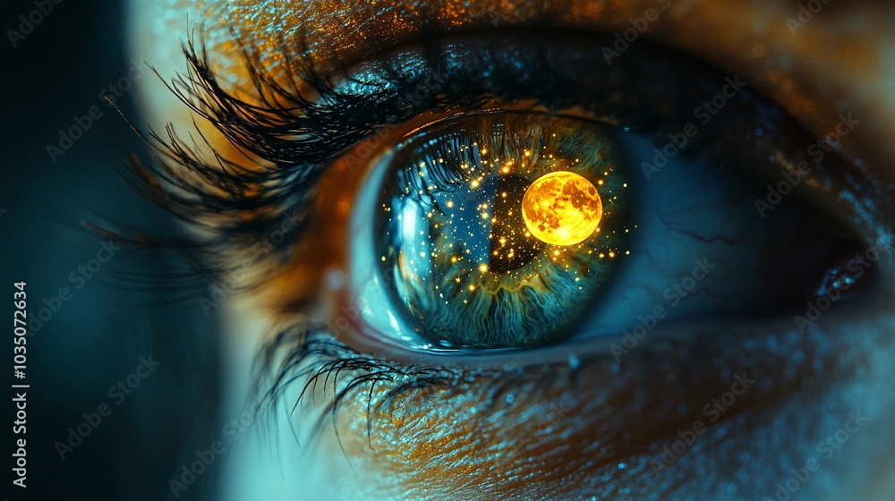 Reflection of Dreamy Moon in Human Eye Reflection of Dreamy Moon in Human Eye